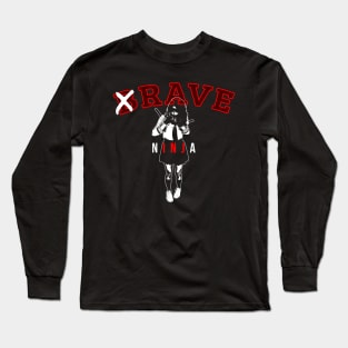 Rave Ninja EDM Techno Gift School Uniform Sword Girl Long Sleeve T-Shirt